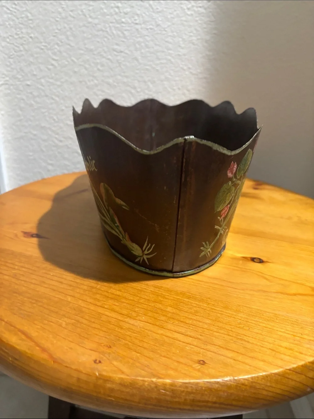 Hand-Painted Brown Decorative Herb Planter